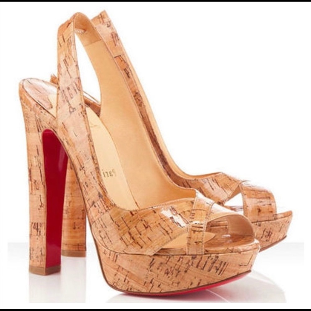 Christian Louboutin Cork Slingback Heels